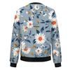 Women's Fashion Long Sleeve Floral Print Round Neck Zip Up Jacket