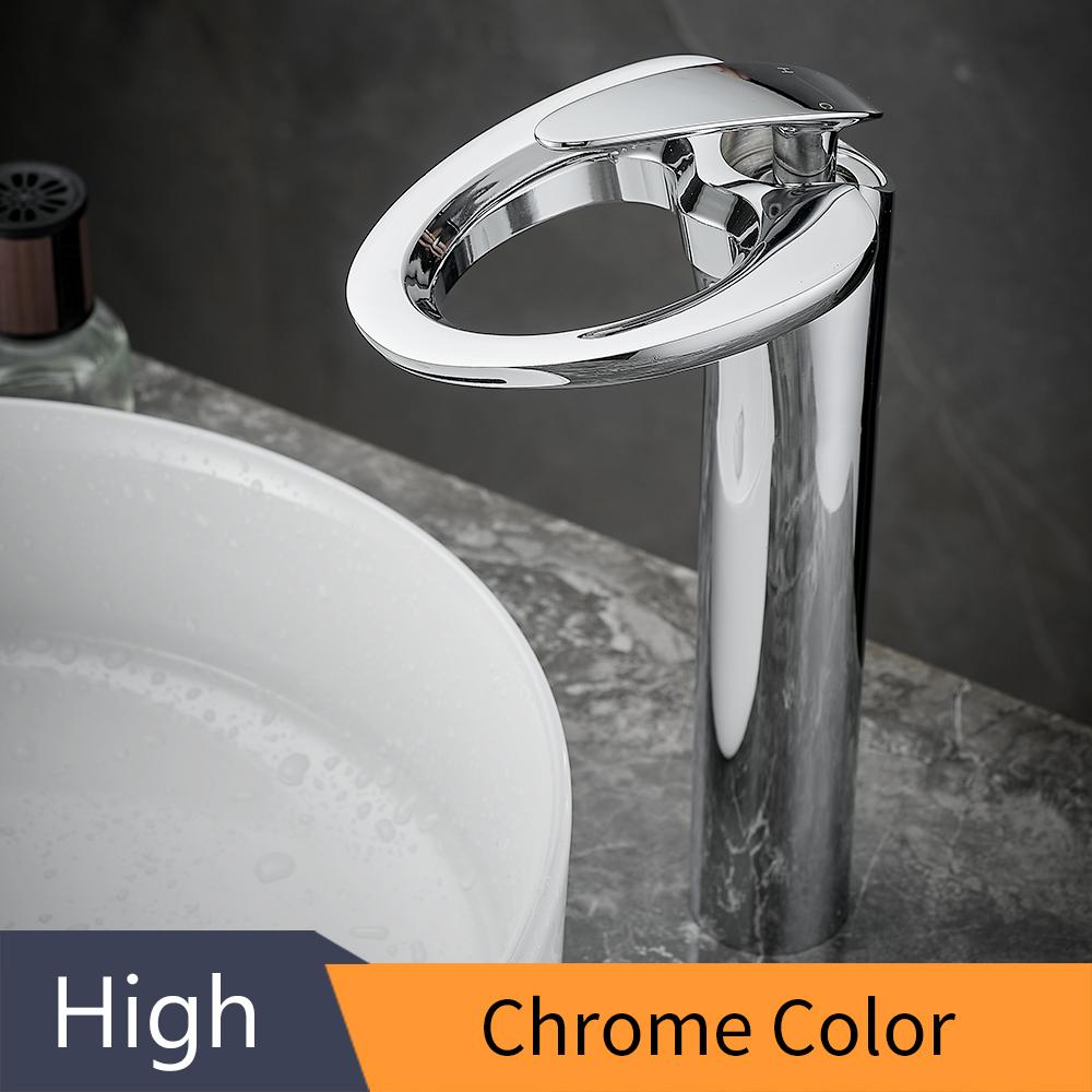 Смесители для раковины, современный серебряный смеситель для ванной комнаты, смесители-водопады, смесители для холодной и горячей воды на одно отверстие, смесители для раковины 855965