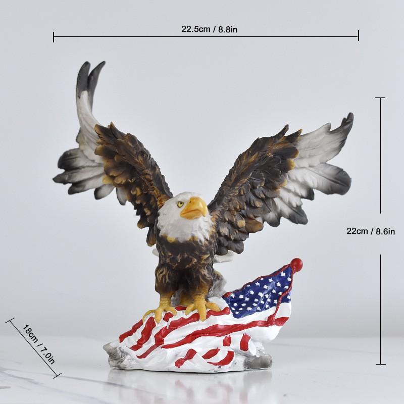 Resin Eagle Sculpture With American Flag Motif Decorative Figurine Living Room Office Independence Day Display