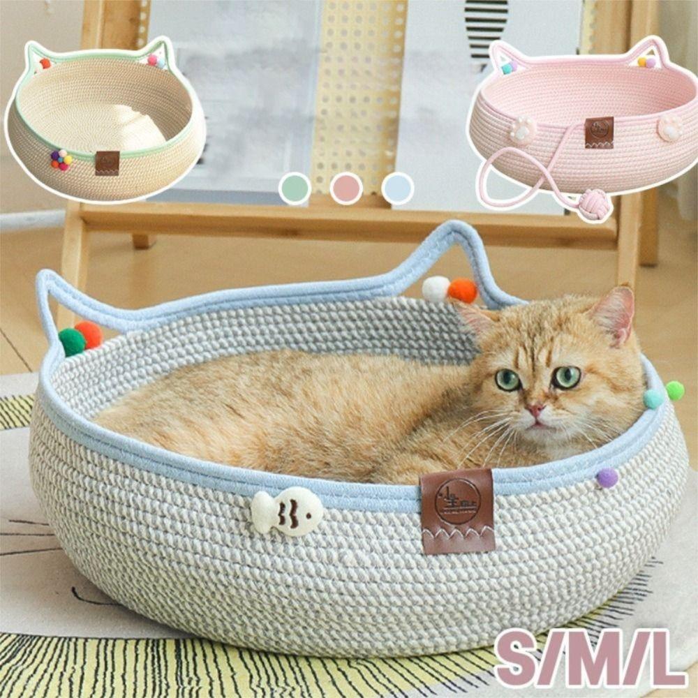 Breathable Pet Bed Handmade Cat Sleeping House New Braided Cat Bed for Cats and Dogs