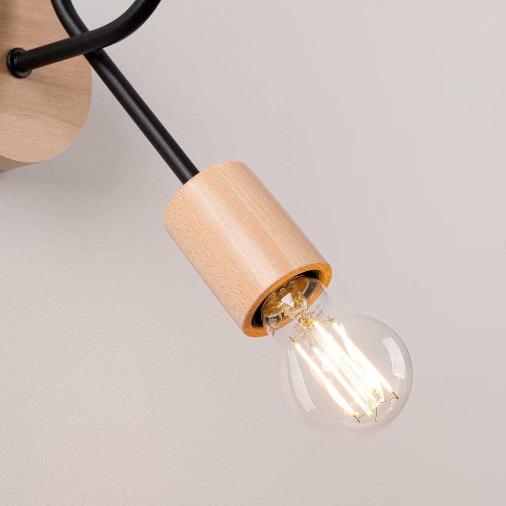 Kinkiet Ścienny Loftowy Pętla Czarny / Jasne Drewno Do Przedpokoju Sypialni 1Xe27 15W Ember Sollux Lighting