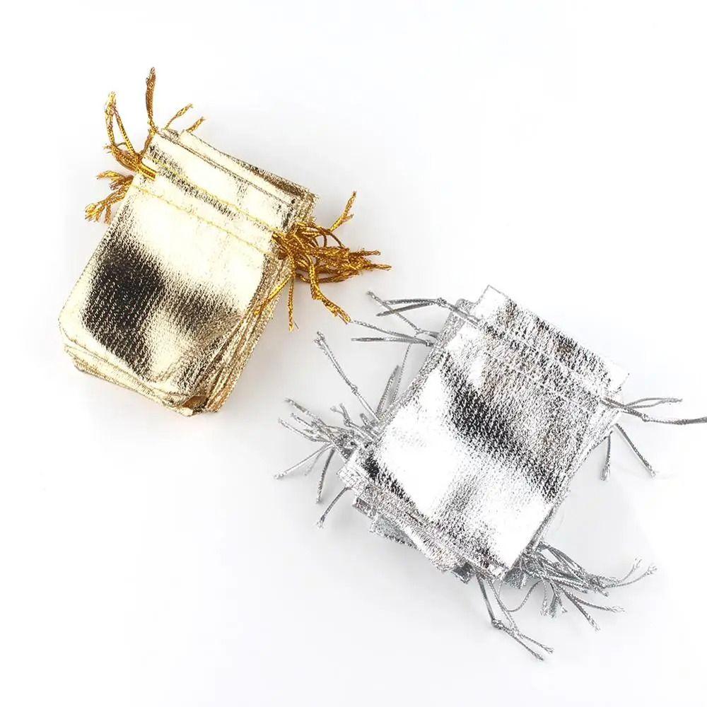 50 шт./лот, регулируемые пакеты для упаковки подарков, Золотая фольга, тканевые мешочки для конфет, свадебные конфеты, подарки для хранения