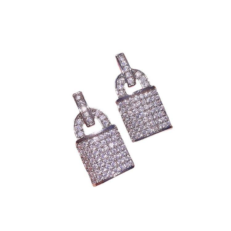 Изысканный женский комплект ювелирных изделий с квадратным замком, полный бриллиантов и цирконов