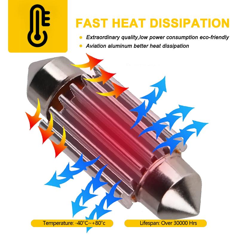 10 PCS C5W Festoon 31mm 36mm 39mm 41mm LED Bulb CANBUS 12V 7000K White Car Interior Dome Reading Lights License Plate Trunk Lamp