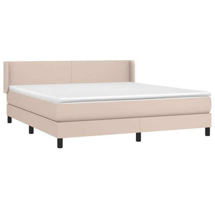 Sommier à lattes - Maison Exclusive - 180x200 cm - Similicuir Cappuccino - Matelas à ressorts ensachés