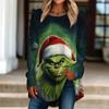 Women's Casual  Plus SizeLong Sleeved Round Neck Christmas  Printing T-shirt Top Pullover