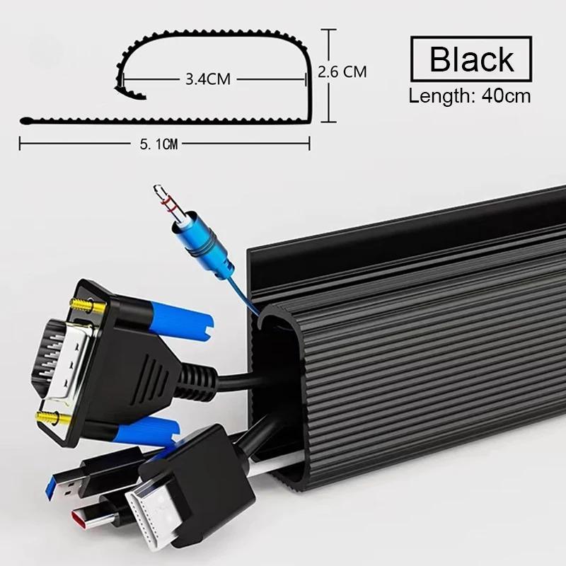1pc 40cm/15.74in Self-Adhesive Cord Cable Organizer table wire trough Cord Cover Channel Cabled Raceway