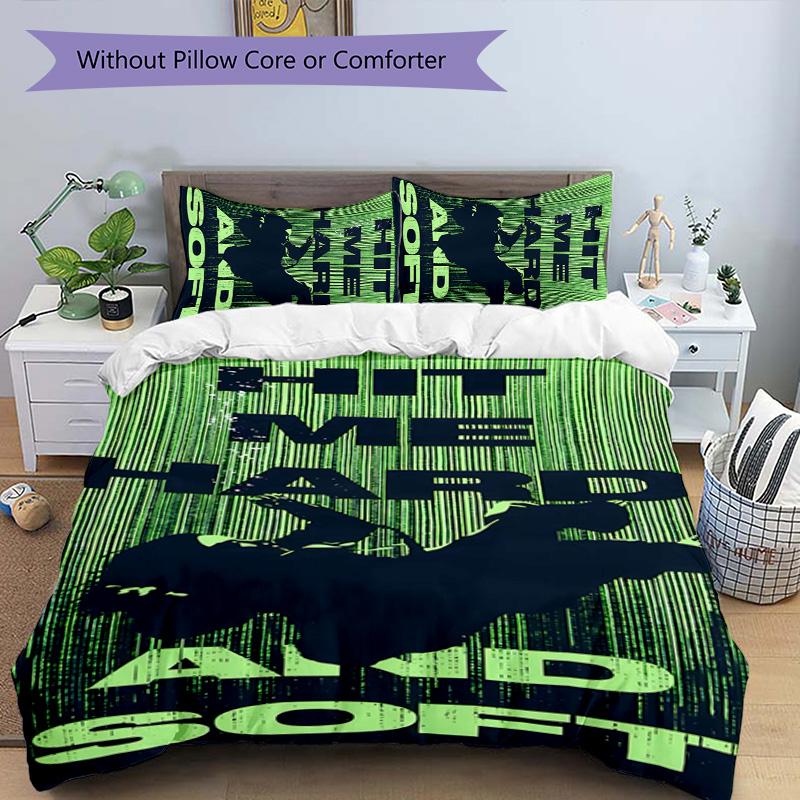 3pcs singer Billie Eilish3 pattern bedding set duvet cover set includes duvet cover &pillowcases, perfect all season bedroom decoration & gift