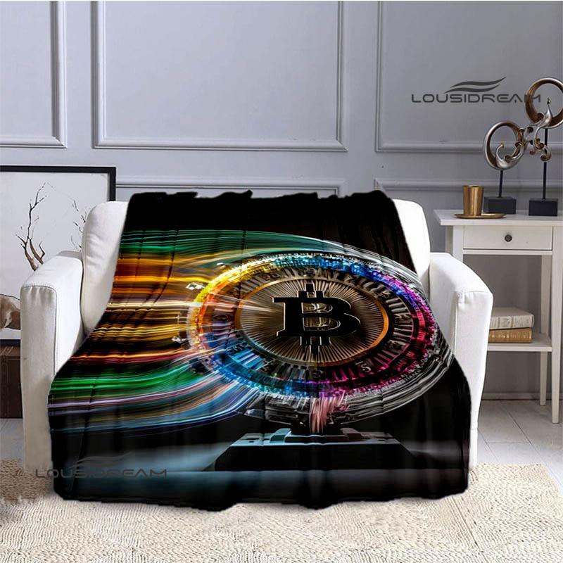 Bitcoin Fashion Printed Blanket Kids Warm Blanket Flannel Soft Cozy Blanket Sofa Bed Blanket Travel Blanket Birthday Gift