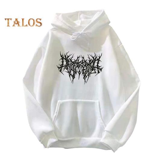 Осень-зима унисекс толстовка с капюшоном затягивающийся эластичный манжет с принтом шипов плотный флис накладной карман свободный длинный рукав свитер теплый топ