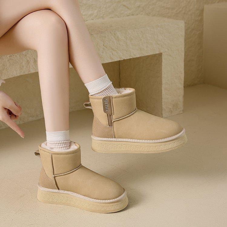 Версия из коровьей кожи~ Кожаные утепленные зимние ботинки женские 2025 зима новые на толстой подошве на молнии теплые повседневные нескользящие хлопковые ботинки