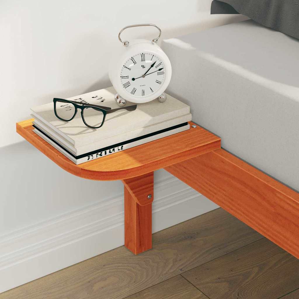 Bed Frame with Nightstands Wax Brown 140 x 220 cm