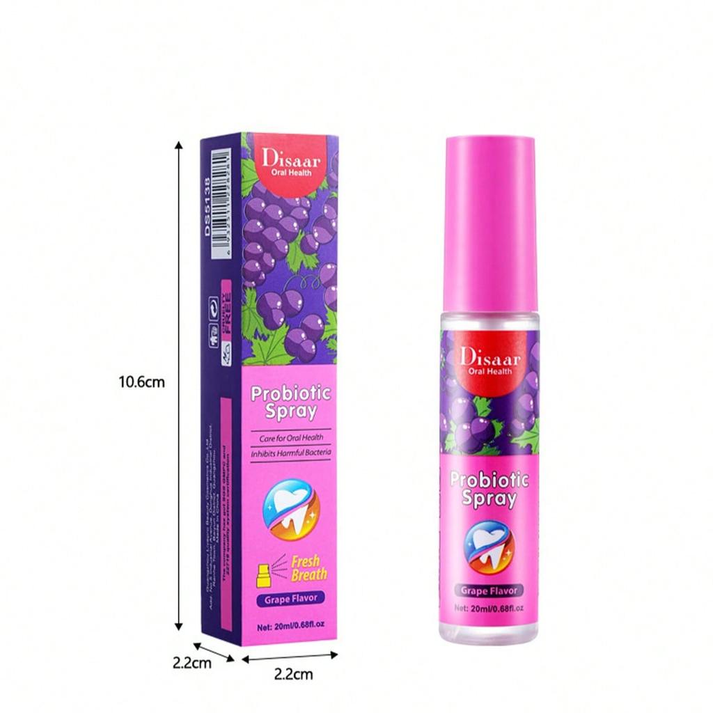 Grape Oral Spray Breath Freshener Eliminates Bad Breath Freshens Breath Inhibits Harmful Bacteria Portable