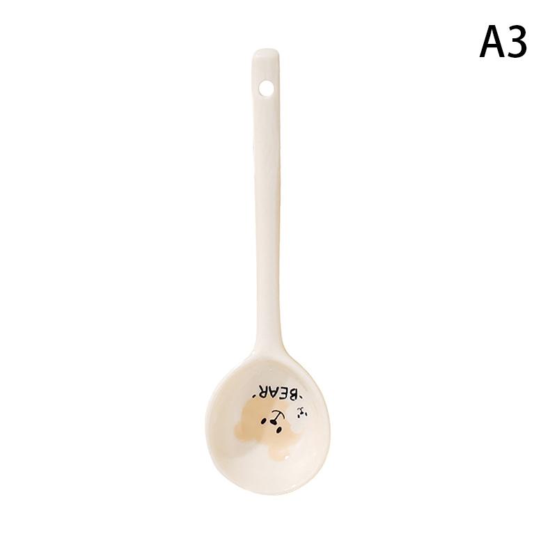 Керамическая ложка для супа, ложка для круп, милая бытовая посуда, расписанная кофейная ложка, ложка для варенья, подарочная ложка для десерта, кухонная утварь