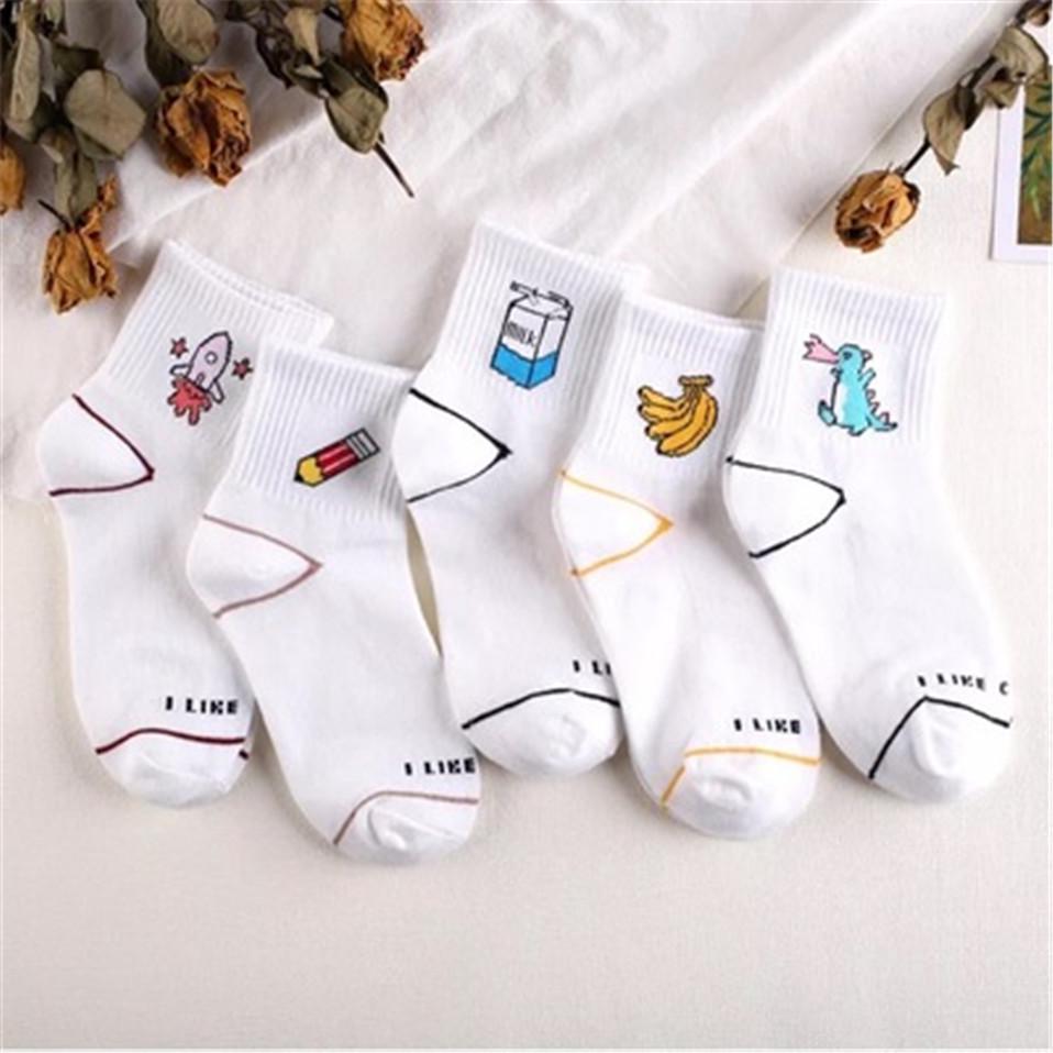 Высокое качество, милые элегантные милые хлопковые женские носки с кавайным рисунком в стиле Харадзюку, повседневные короткие носки