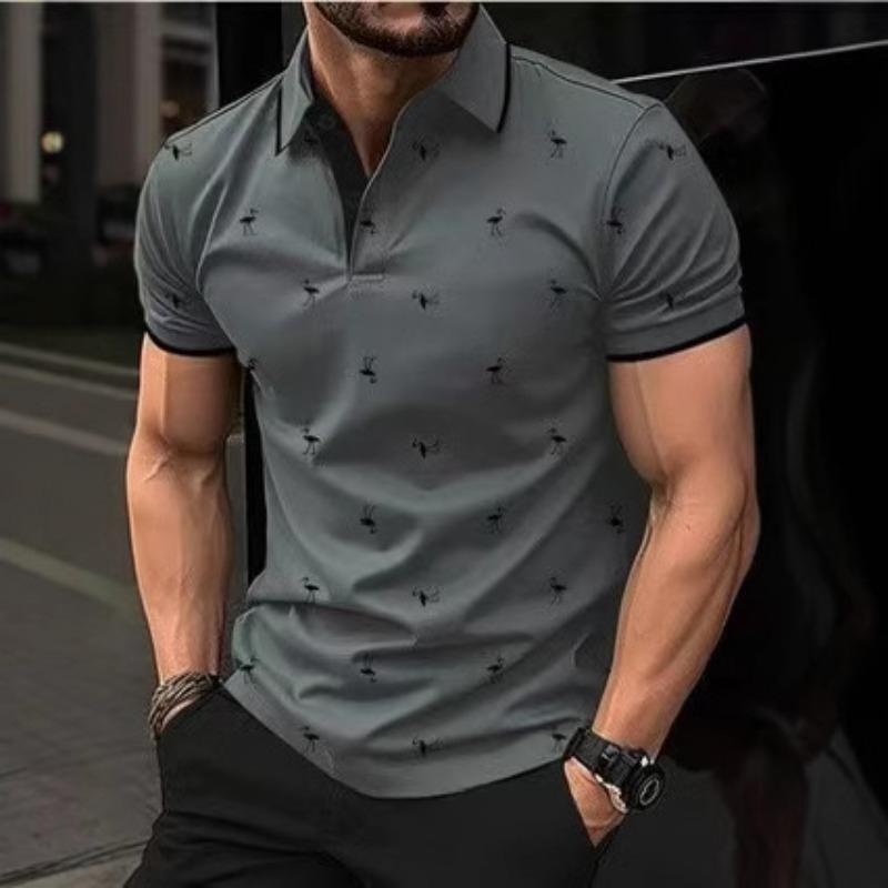 Men's Polo Shirts Short Sleeve Print Golf Shirts Fashion Casual Beach Collared T-Shirts