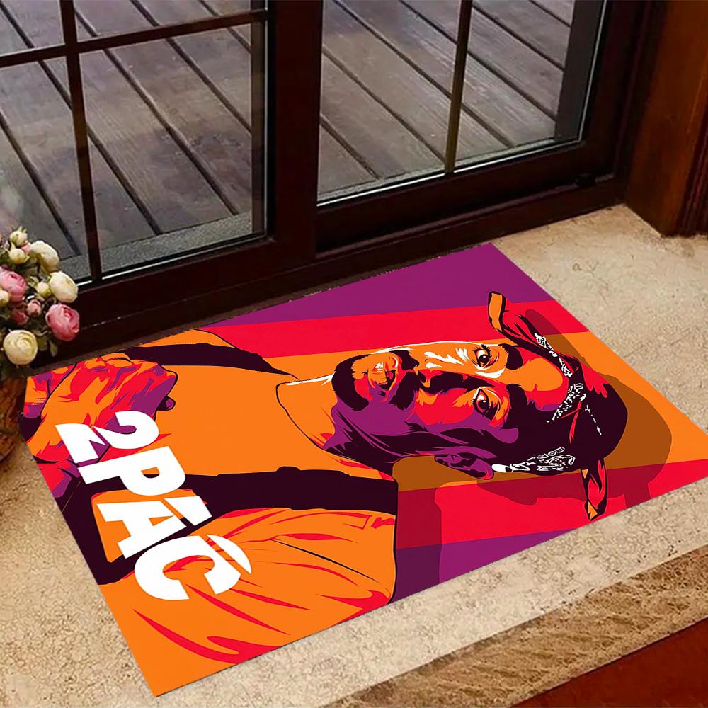 2pac's Iconic Album Cover Themed Anti-Slip Rugs - Polyester Home Decor, Suitable for Bedrooms, Living Rooms, Doorways, Studios, and Decorations