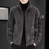 Men's Embroidered Lambswool Stand-Up Collar Coat for Autumn/Winter