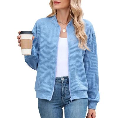 Женская однотонная куртка на молнии с длинным рукавом в стиле бейсбол, повседневная, осенне-зимняя, новинка, модная верхняя одежда, пальто