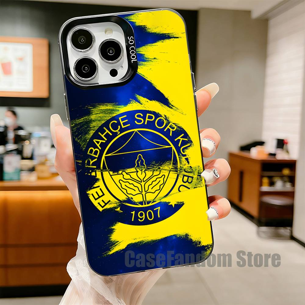 Турция F-F ФенербахчеS-E Для iPhone 17,16,15,14,13,12,11,Pro,MAX,Plus Черный Ударопрочный Конфетный Матовый Чехол