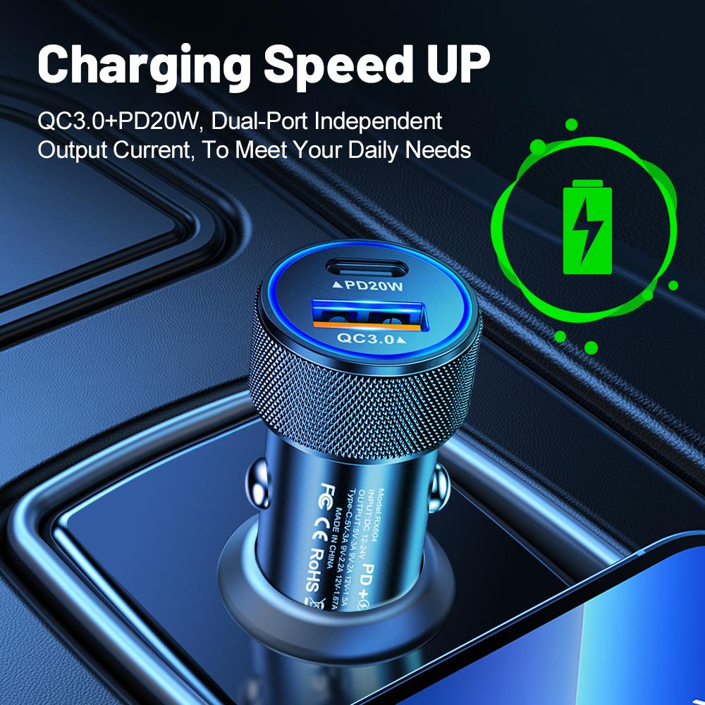 QC3.0 PD 20 Вт автомобильный адаптер питания 45 Вт USB Type-C зарядное устройство DC источник автомобильного прикуривателя 5 В быстрая зарядка автомобильный источник питания