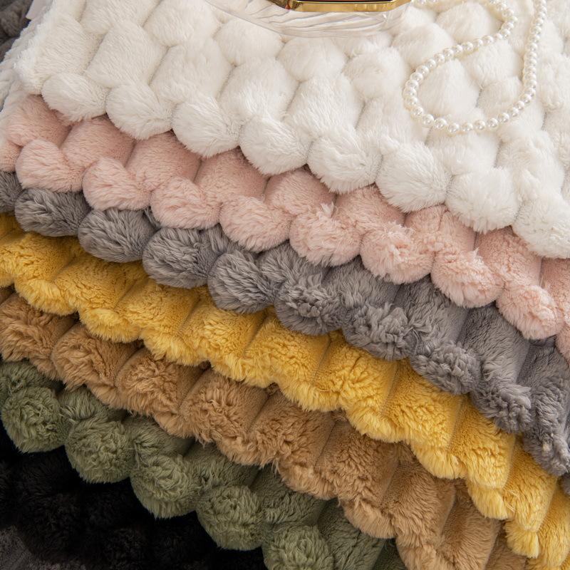 Winter Plush Solid Color Sofa Cushion Honeycomb Shaped Thicken Sofa Towel for Living Room Warm Slipcover Home Decor Couch Cover