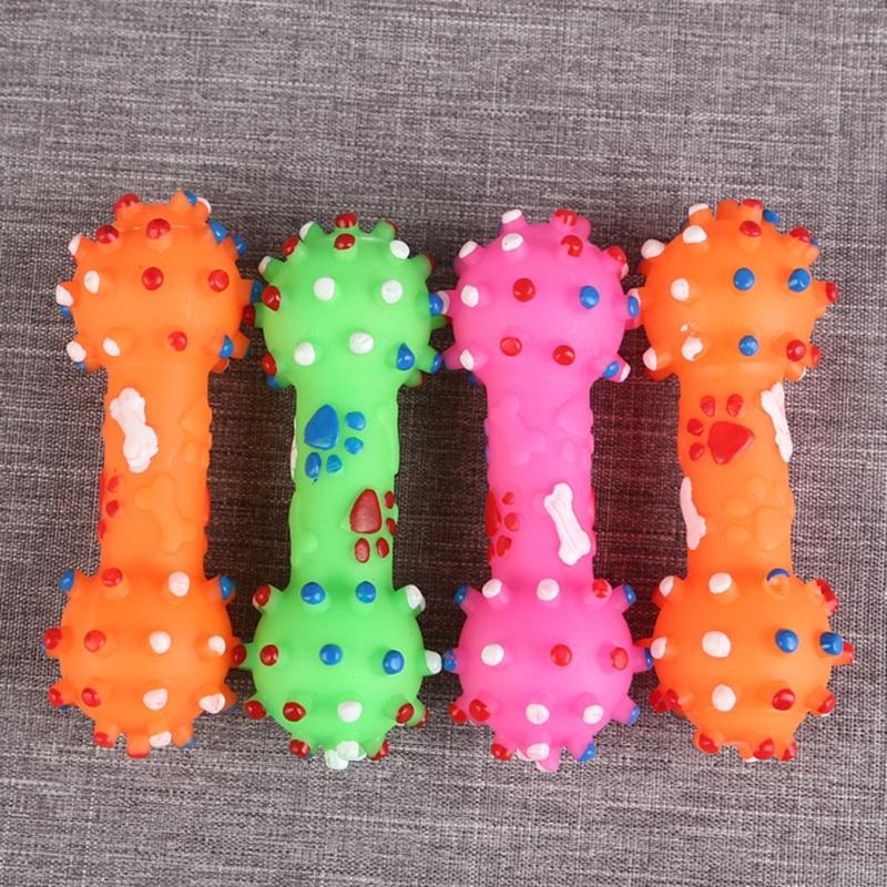 Multifunctional Squeaker Dumbbell Animal Toy Play Training Natural Rubber Squeaky Chew Toy