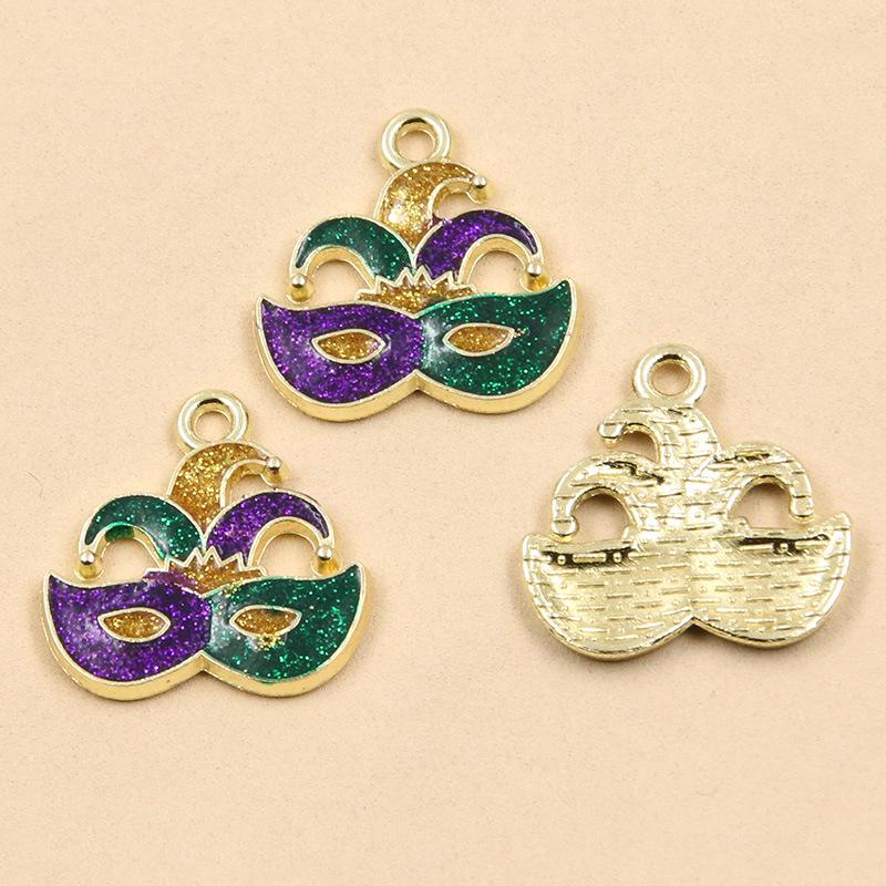 10 Styles Gold Drop Oil Pendant Charms for DIY Creative Mask & Party Jewelry Accessories