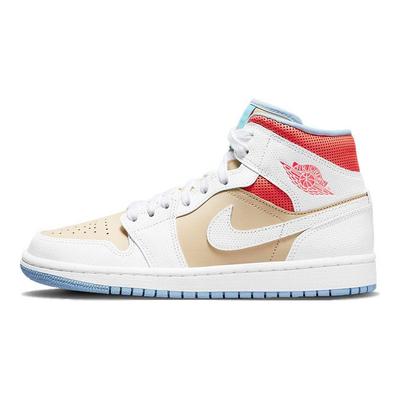 Женские кроссовки Air 1 Mid SE Sesame коричнево-белые Flash-Crimson CZ0774-200