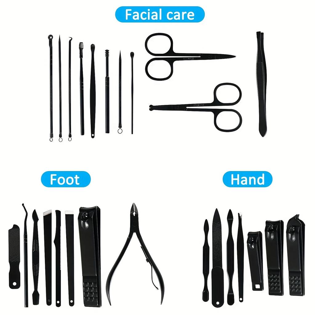 Nail clipper set 26-piece set, stainless steel nail clippers home pedicure, professional nail clippers, nail art tools, portable