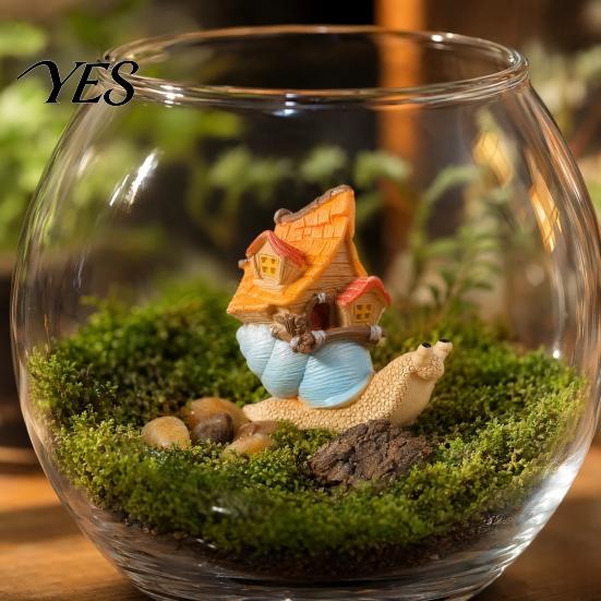 Waterproof Garden Figurines Micro Landscape Ornament, Resin Snail Figurine, Sun-Resistant Miniature Mushroom Decor Fairy Tale Accessory, for