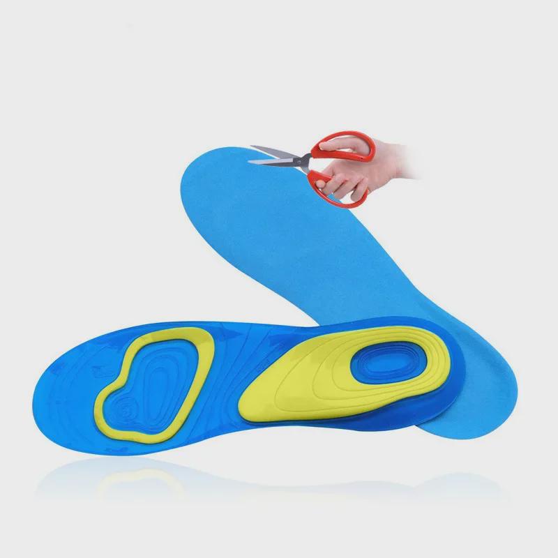 Unisex Blue & Yellow Gel Insole: Thickened Shock Absorption, Sweat-Absorbent, Non-Slip, Anti-Wear, Cut-to-Fit TPE Sports Full Pad.