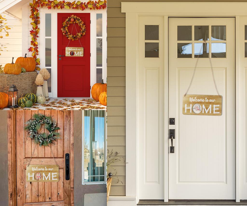 Inkdotpot Приветственный знак, украшения для входной двери, подвесные деревенские деревянные сезонные праздничные украшения, подарок на новоселье, настенный подвес 16,5 дюймов