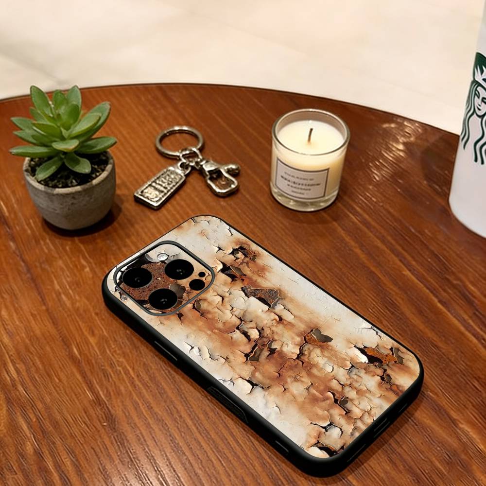 Винтажный чехол-накладка цвета ржавчины для iPhone 17,16,15,14,13,12,11 Plus,Pro Max,XS,Мягкий силиконовый черный чехол