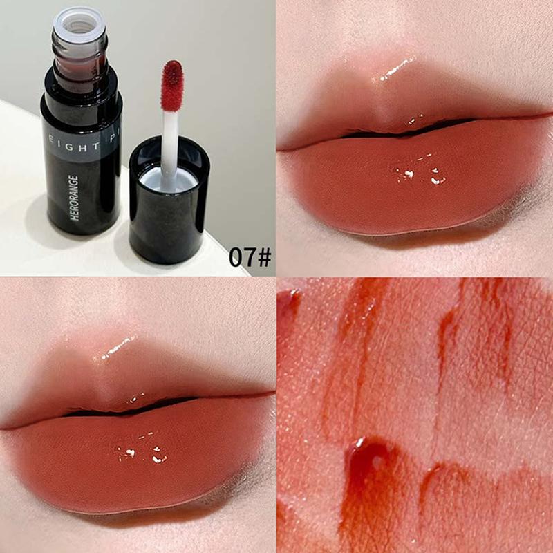 Herorange Mirror Lip Glaze Juice Red Lip Gloss Long-Lasting Shiny Lip Gloss, Student-Friendly Skin-Brightening Nude Lipstick