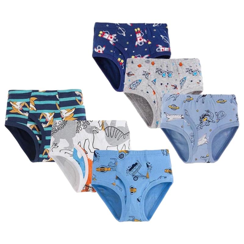 Нижнее белье с принтом для мальчиков, трусы, 6 шт.