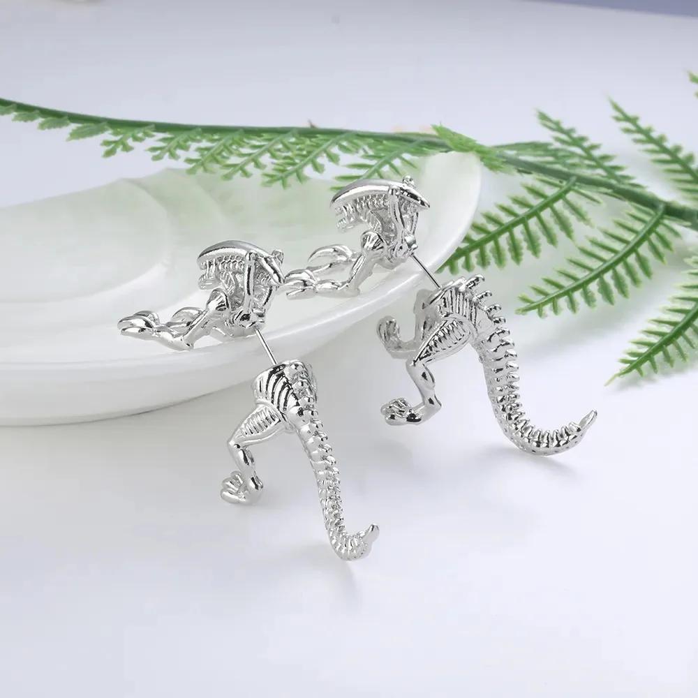 Новые Простые Серьги-Динозавры в Тренде Меньшинств Женские Ретро Крутые Серьги-Инопланетяне Мужские Серьги Животные Пирсинг Серьги Подарок Аксессуары