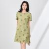 Tencel Linen A-line Dress with Butterfly Embroidery - French Style Slimming Fit for Women