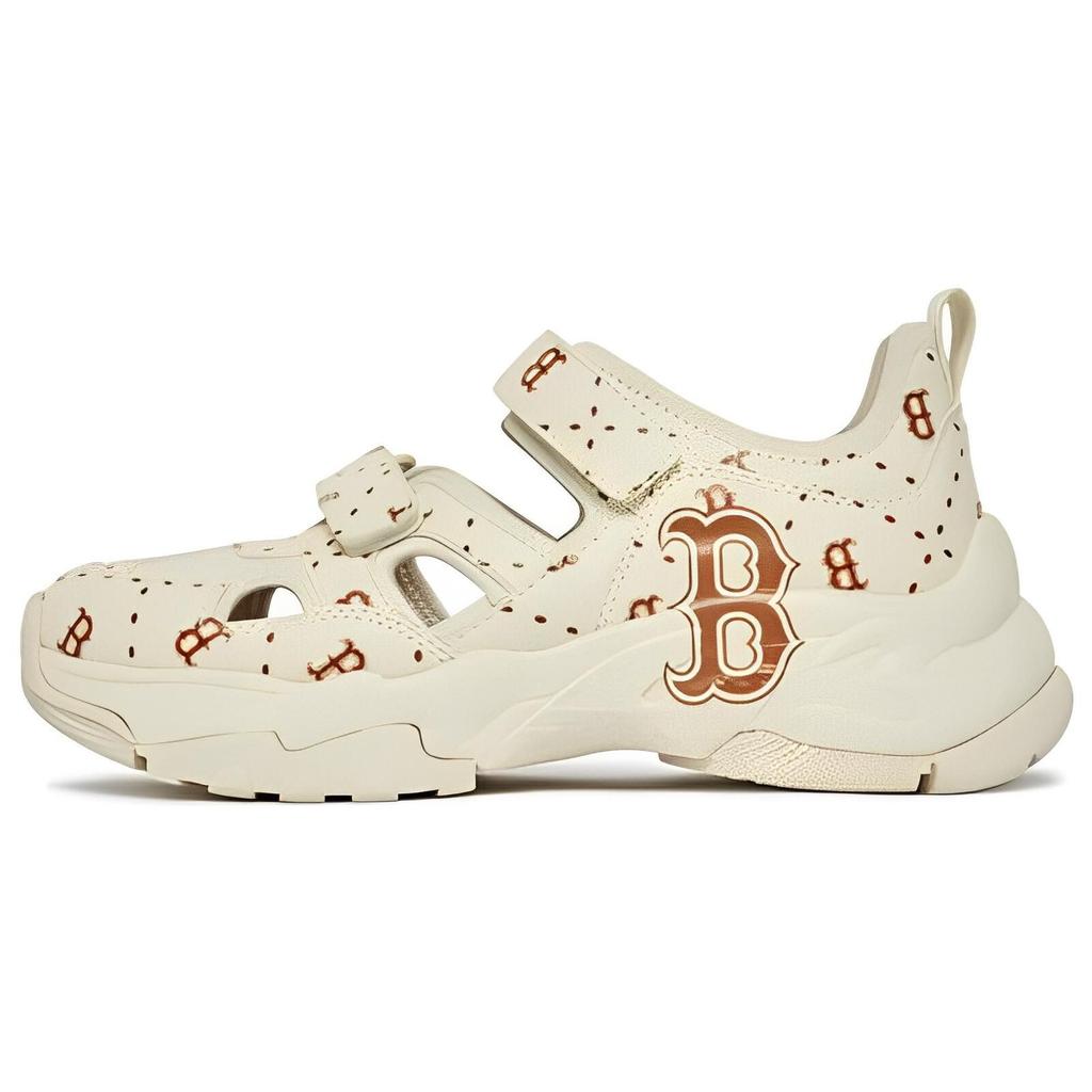 MLB Chunky Mask EVA Street Style Logo Non-Slip Durable Breathable Sports Sandals Unisex sandals Beige 3ASDCMM33-43CRS