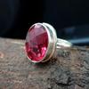 Oval Rose Cut Pink Tourmaline Quartz 925 Sterling Silver Ring Jewelry, Handmade Artisan Gift Jewelry