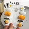 5 Pcs Cute Imitation Food Mini Hair Clip Funny Food Game Rice Poached Egg Melon Seed Corn Girl Barrettes