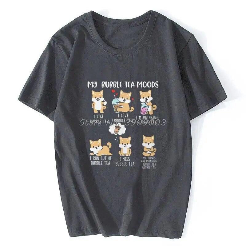 Shiba Inu Bubble Tea T-Shirt Women Boba Tea Do Essentials Print Cotton Girl TShirt Unisex O-neck Tshirt Hip Hop Tees Tops