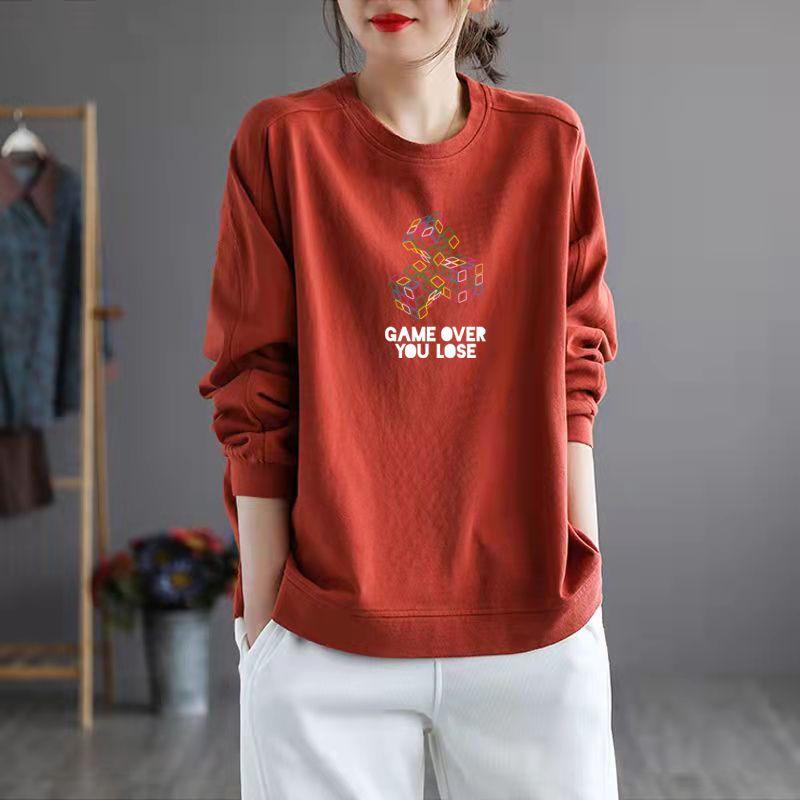 Женская толстовка-свитер весна-осень корейская версия универсальный топ длинный рукав свободная утягивающая футболка