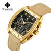 WWOOR Модные квадратные мужские часы с ремнем Кварцевый механизм Премиум водонепроницаемые мужские часы