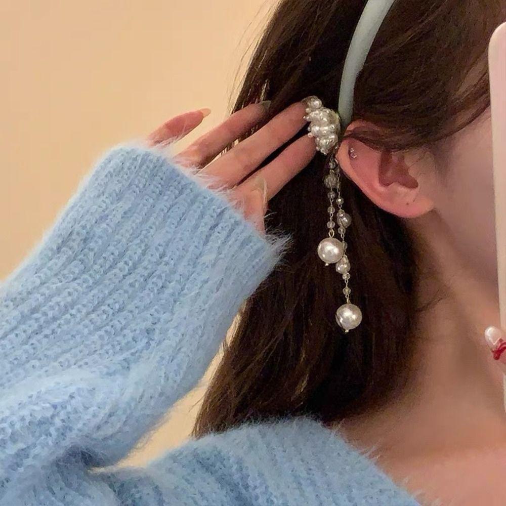 Temperament Satin Tassel Bell Hair Band Crystal Butterfly Ethnic Style Hair Hoop Pendant Elegant Pearl Headband Wedding Headwear