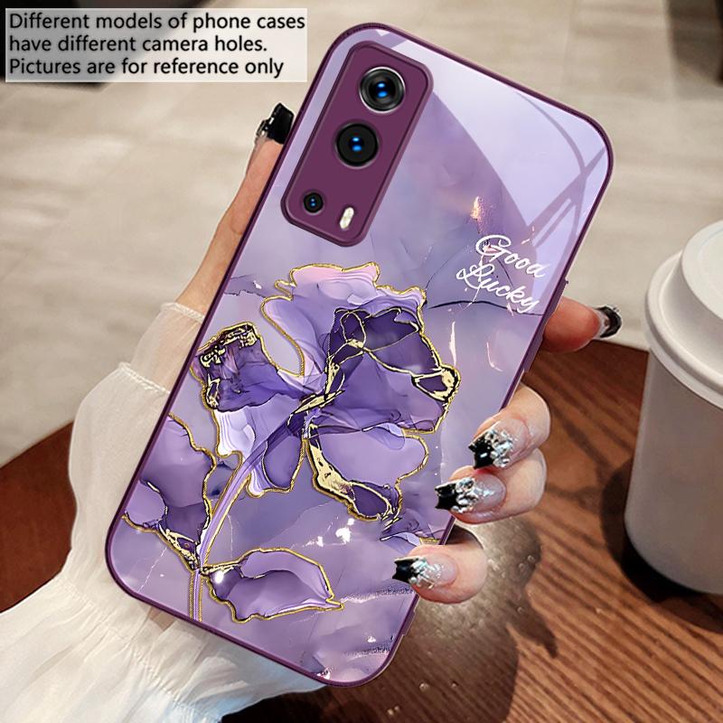 Чехол для телефона из закаленного стекла с текстурой розового мрамора для Vivo Y76 16 55 V29 Lite 5G 25 23 30 iQOO Z9X 12 Pro Neo X200 100 90 60
