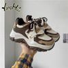Повседневные кроссовки для бега в корейском стиле с толстой подошвой 2024 года, новые модные универсальные простые спортивные кроссовки с цветовым сочетанием, осень-весна