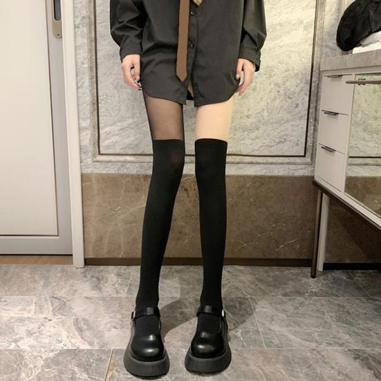 1 пара женских чулок, высокоэластичные однотонные нескользящие узкие мягкие зимние длинные носки для девочек длиной выше колена