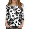 Women's Fashion Casual Seven Sleeve Printed Round Neck T-Shirt Top