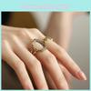 Fashionable Geometric Copper Ring Featuring Hollowed Out Floral Design For Women